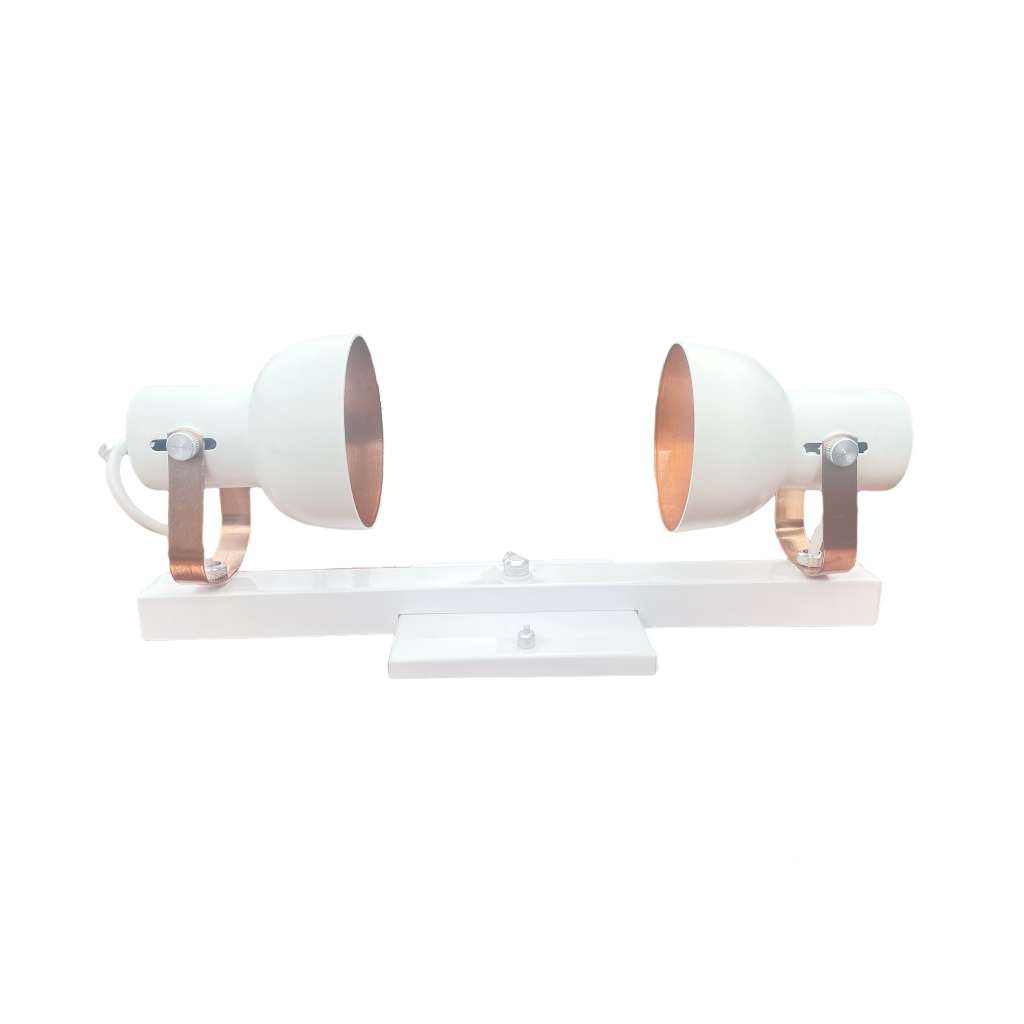 Kit  01 Trilho Apolo Duplo Branco com Cobre Canopla Quadrada +  05 Spot De Sobrepor Apolo Branco com Cobre único ( 1 lampada)