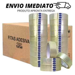 KIT 48 ROLOS Fita Adesiva 24mm Transparente 50 Metros Papelaria Uso Geral ATACADO DUREX 24X50