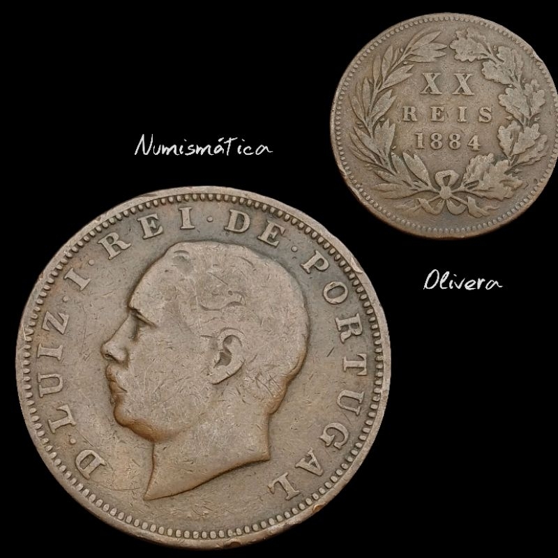 L.: 0106 - Moeda estrangeira Portugal 20 réis 1884.
