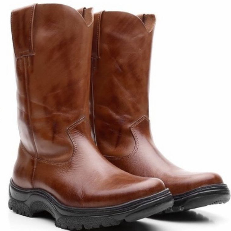 Bota Lisa em couro Bota de Cano Médio em Couro legitimo em Oferta na Shopee