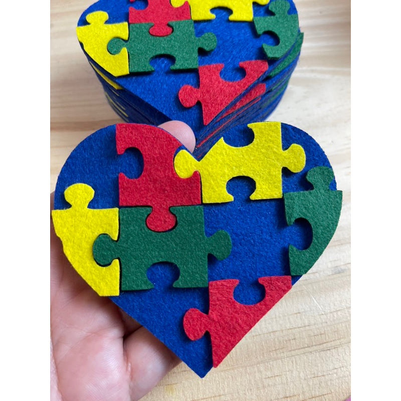 Recortes para chaveiro coração com simbolo do autismo / autista DIY faça voce mesmo chaveiro autista chaveiro autismo