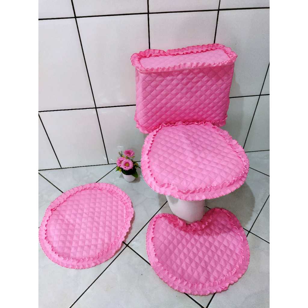 Kit banheiro promoção cores lisas tapete redondo 3 ou 4 peças capa caixa acoplada tecido metalassê em Oferta na Shopee