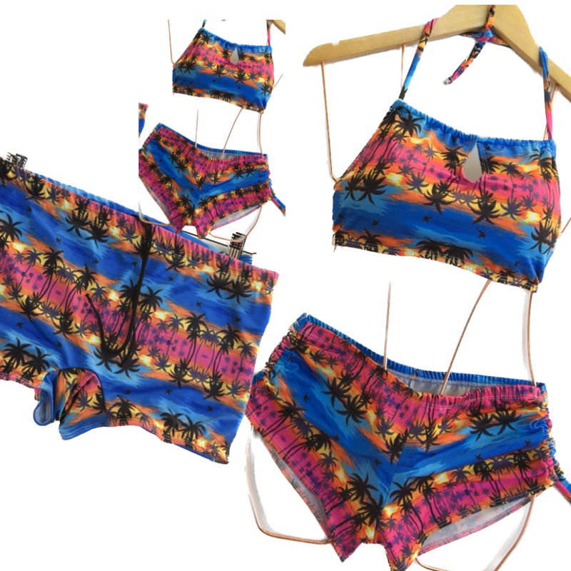 Kit Família Mãe Filha Pai - 2 Biquinis 1 Sunga - Moda Praia