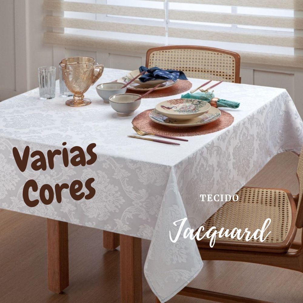 Toalha Mesa Retangular 4 6 8 Lugares Medidas c/ Bainha Jacquard Tecido Encorpado Tamanho Perfeito em Oferta na Shopee
