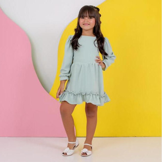 Vestido De Menina Manga Longa Infantil Juvenil Midi Moda Evangelica Igreja Festa Casamento Formatura Fresquinho Blogueirinha Mini Diva