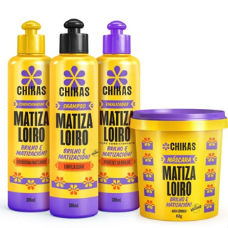 Kit Matiza Loiro Chikas Cosméticos Shampoo + Condicionador + Mascara de 450g + Finalizador 300ml