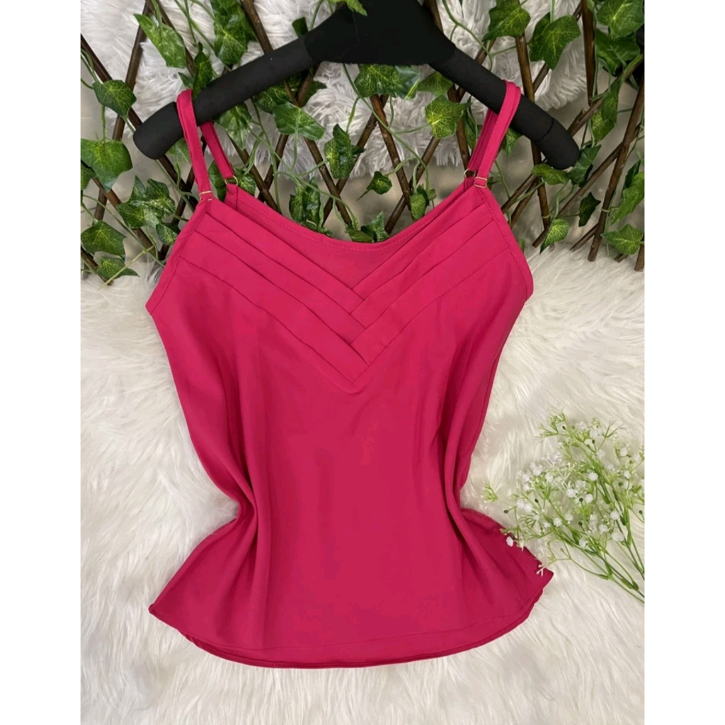 Blusa Feminina Alfaiataria Regata Alça Regulável Blusinha Alcinha Regatinha Crepe Varias Cores