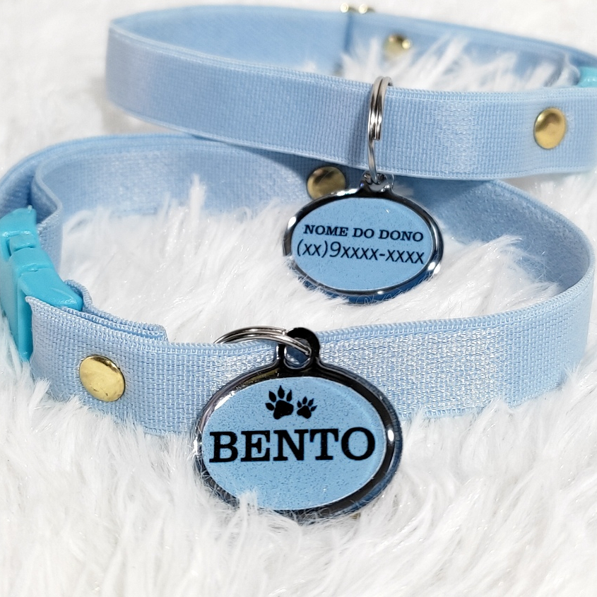 Coleira Gato com Pingente de Identificação Plaquinha Personalizada em Oferta na Shopee