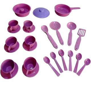 KIT 2 BRINQUEDO 1 HORA DO CAFE  18 PEÇAS + 1 SONHO DE COZINHA 7 PEÇAS  TOTAL 25 PEÇAS BRINQUEDO PANELINHA/PIRES/COLHERES em Oferta na Shopee