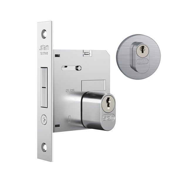 Fechadura Porta Externa Correr 1006 Roseta Redonda Escovado Stam