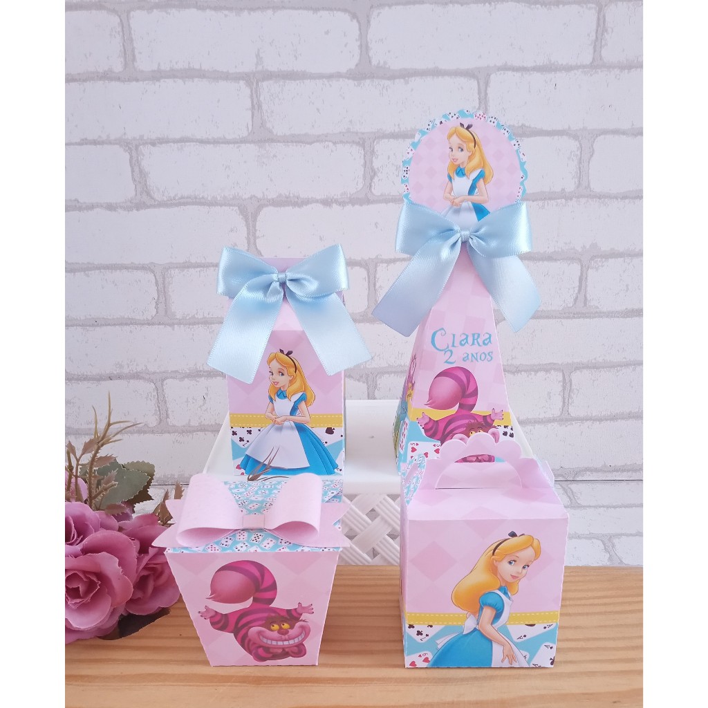 Kit Festa Alice no País das Maravilhas | Personalizados | Aniversários | Papelaria | caixinhas | Lembrancinhas