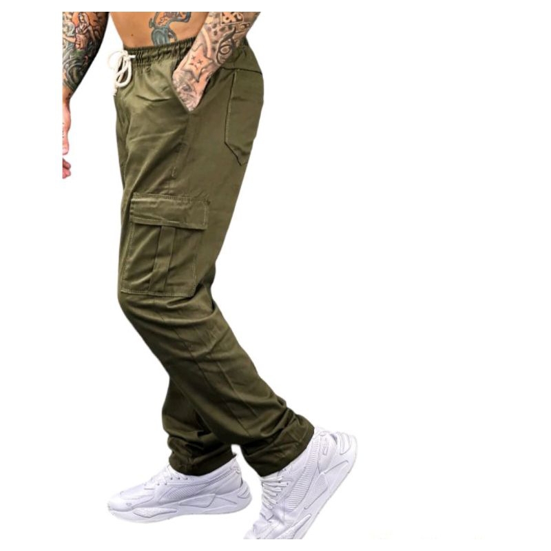 Calça cargo unissex skatista 6 bolsos