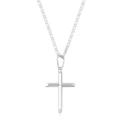 Cordão masculino de prata 925 Piastrine 60cm com cruz 2,8cm