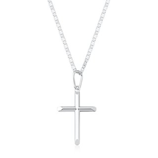 Cordão masculino de prata 925 Piastrine 60cm com cruz 2,8cm