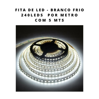 Fita led 5 metros Branca Fria LED 2835 - 12 VCC - 240 LED POR METRO