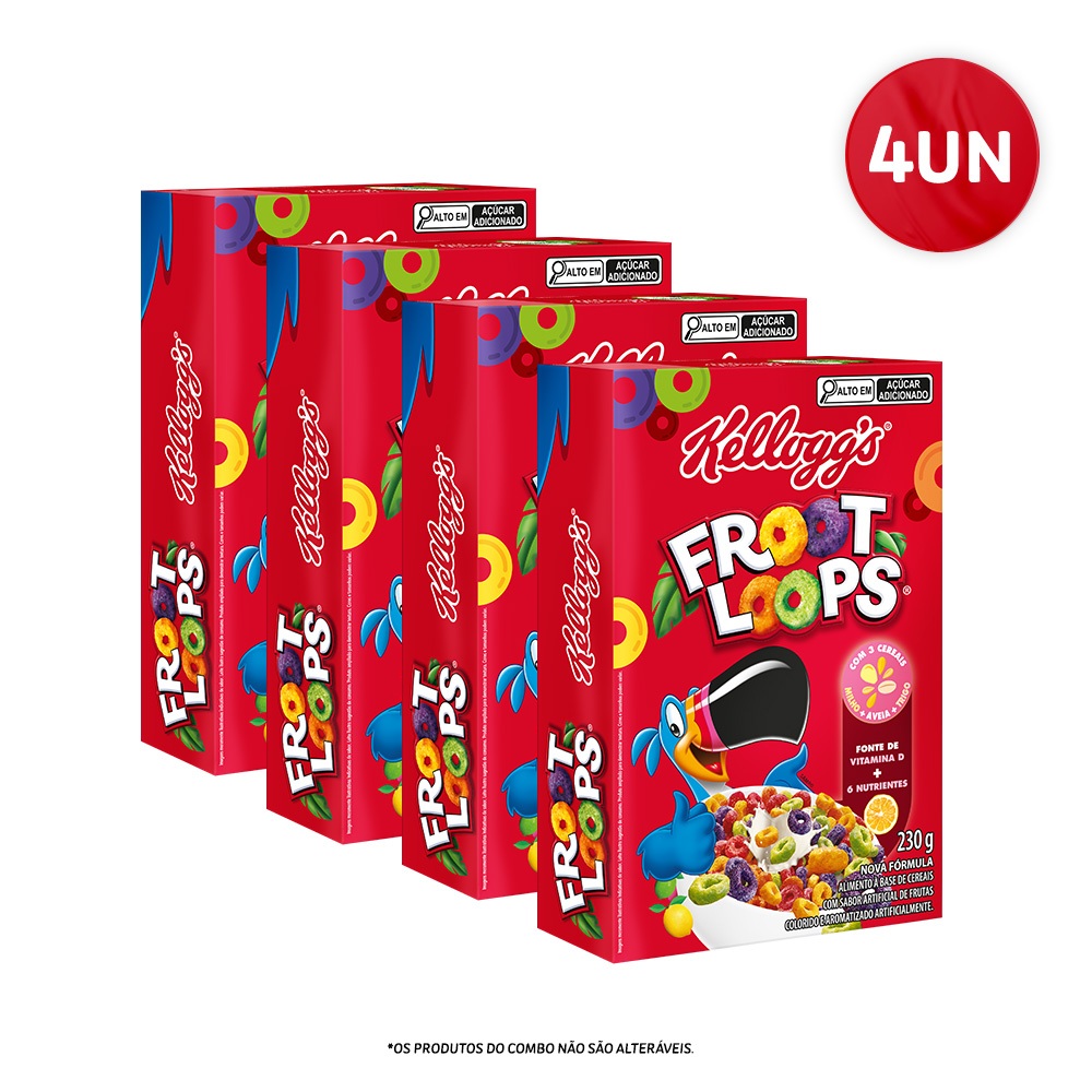 Combo Cereal Froot Loops 4 Unidades em Oferta na Shopee
