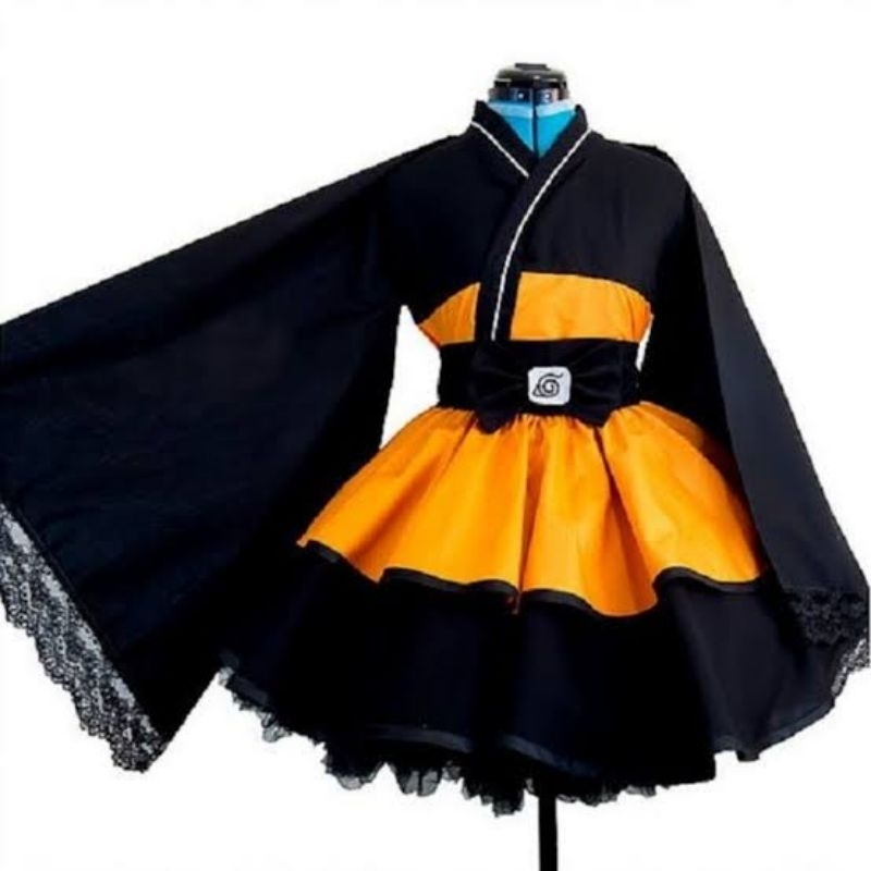 Cosplay Akatsuki Naruto Saia Kimono e Cor Laranja