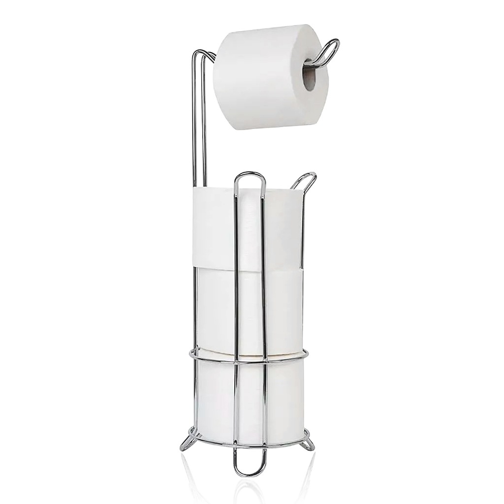 Suporte para Papel Higiênico Cromado  – 4 Rolos –  Estável Não Enferruja