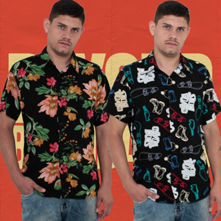 kit 2 Camisa Havaiana De Verão Masculina Coco Estampada