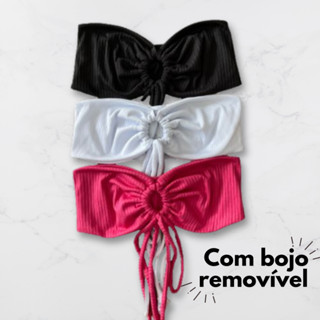 Kit 3 Croppeds De Amarração Canelado Multiformas Tamanho Único Várias Cores