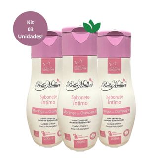 Kit 3 Unidades Sabonete Íntimo Bella Mulher Morango com Champagne 200mL San Jully