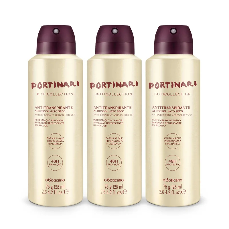 Combo Boticollection Portinari: Desodorante Antitranspirante Aerossol 75g (3 unidades)