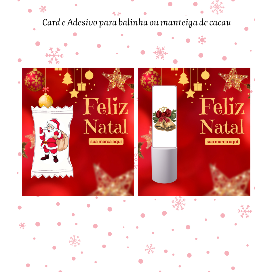 Kit Adesivo + Card  para manteiga de cacau batom gloss ou balinha bala Coleção Natal