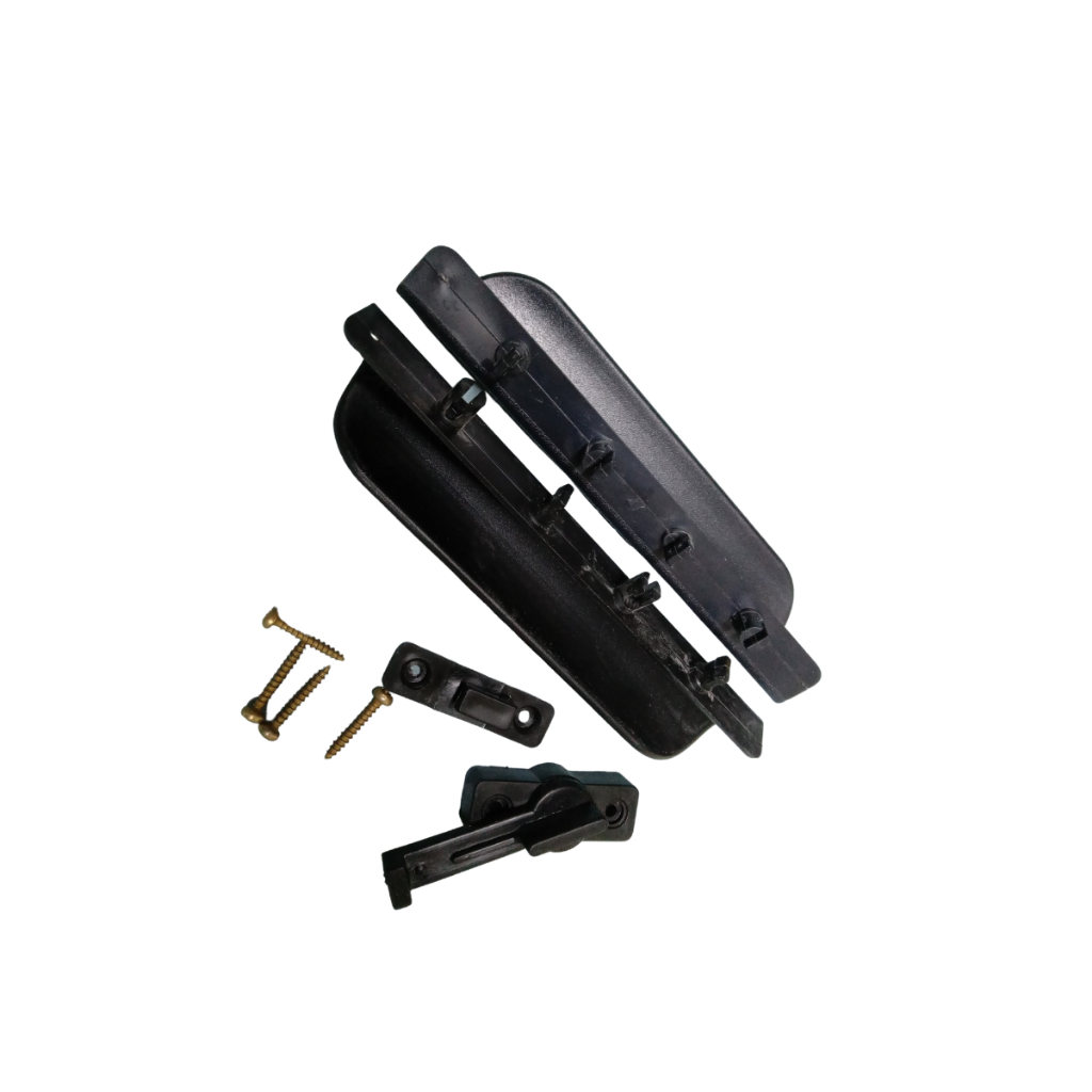 Kit 1 Par Puxador + 1 Trinco Porta Sanfonada Reforçado Bcf preto