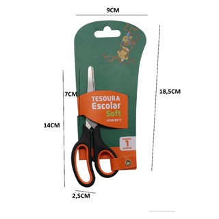Tesouras Coloridas 14 cm Infantis LeoLeo Praticidade Itens de Papelaria Artigos Escolares  Rosa Laranja Preto Azul Verde Roxo Escolar Infantil Papelaria