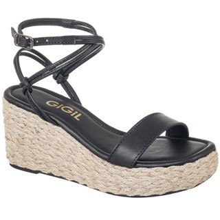 Sandália Feminina Anabela Casual Trança Calce Fácil Espadrille Tiras Cruzadas Corda Natural Salto Alto Plataforma Moda Blogueira Promoção Original Confortável Gigil