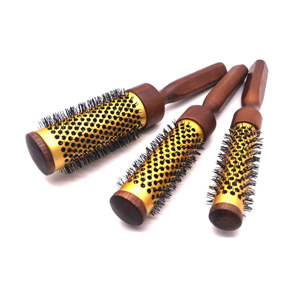 Escova Madeira Térmica Premium Colmeia Profissional Para Escovação e Modelagem de Cabelo