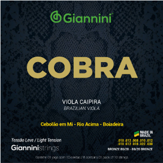 Corda Viola Giannini Cobra BRONZE 80/20 Tensão Leve Cebolão em Mi Rio a Cima Boiadeira