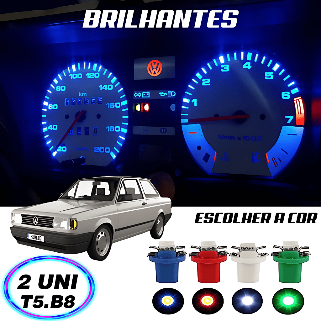 Lâmpada T5 B8.5D w5w Painel Voyage Quadrado 2 Peças
