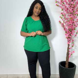 blusa plus size manga curto bufantes 0216