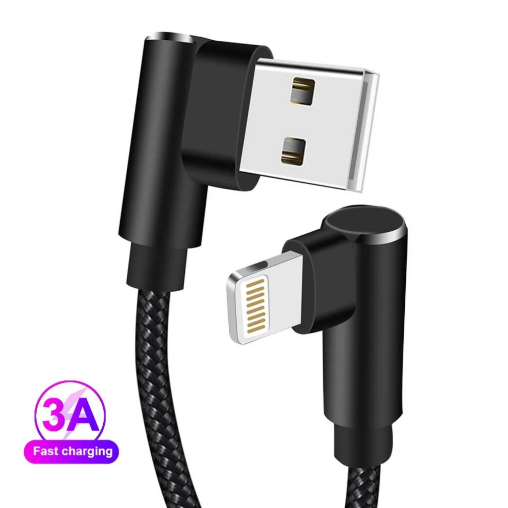 Cabo Usb Lightning Em L 90° Gamer 1,5 m Turbo Reforçado usb relâmpago cabo para iphone 14 13 12 11 pro max xr iphone cabo de carregamento