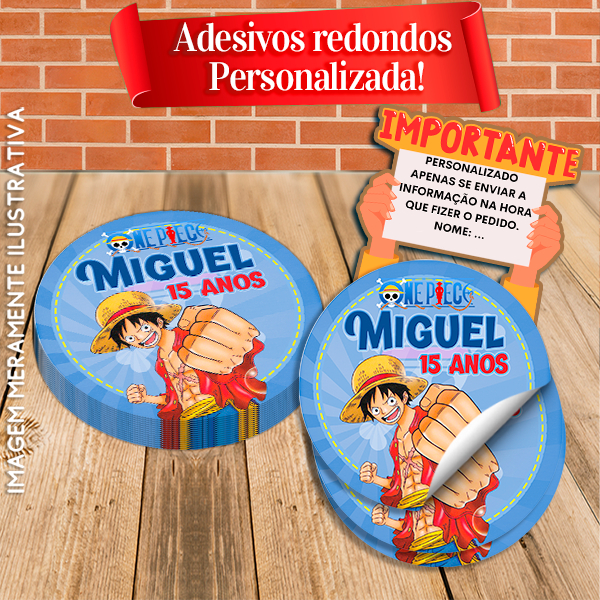 Adesivos Redondos Personalizados One Piece