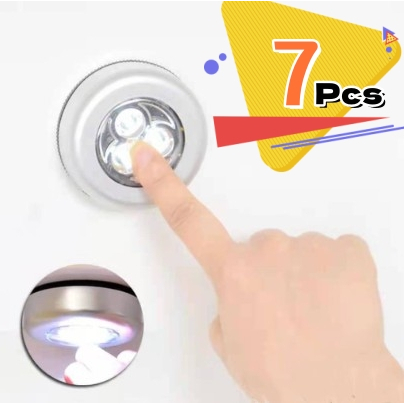 7 KIT Luminária De 3 LEDs Adesiva Forte Emergência Luz De Parede Touch De Segurança Para Corredor Armário
