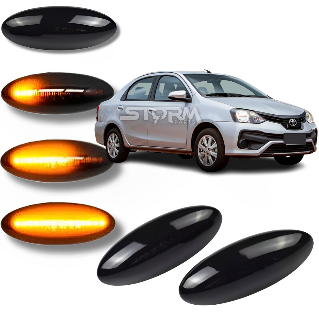 Pisca Seta Sequencial Toyota Etios Sedan 2012 a 2022 PAR lâmpada Led sinal repetidor luz Dinâmica para-lama dianteiro