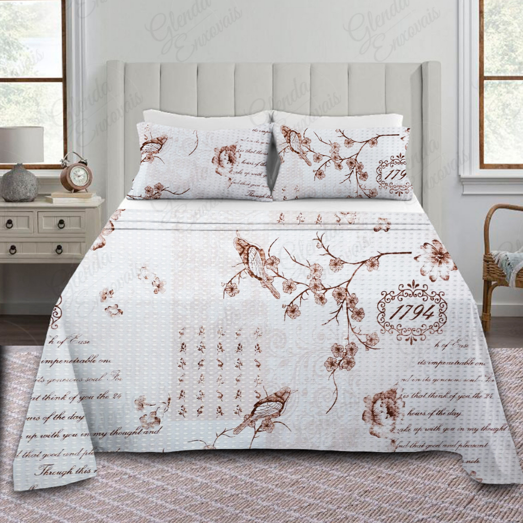 Cobre Leito Piquet Algodão - Ingrid CI - King / Queen / Casal-Padrão em Oferta na Shopee