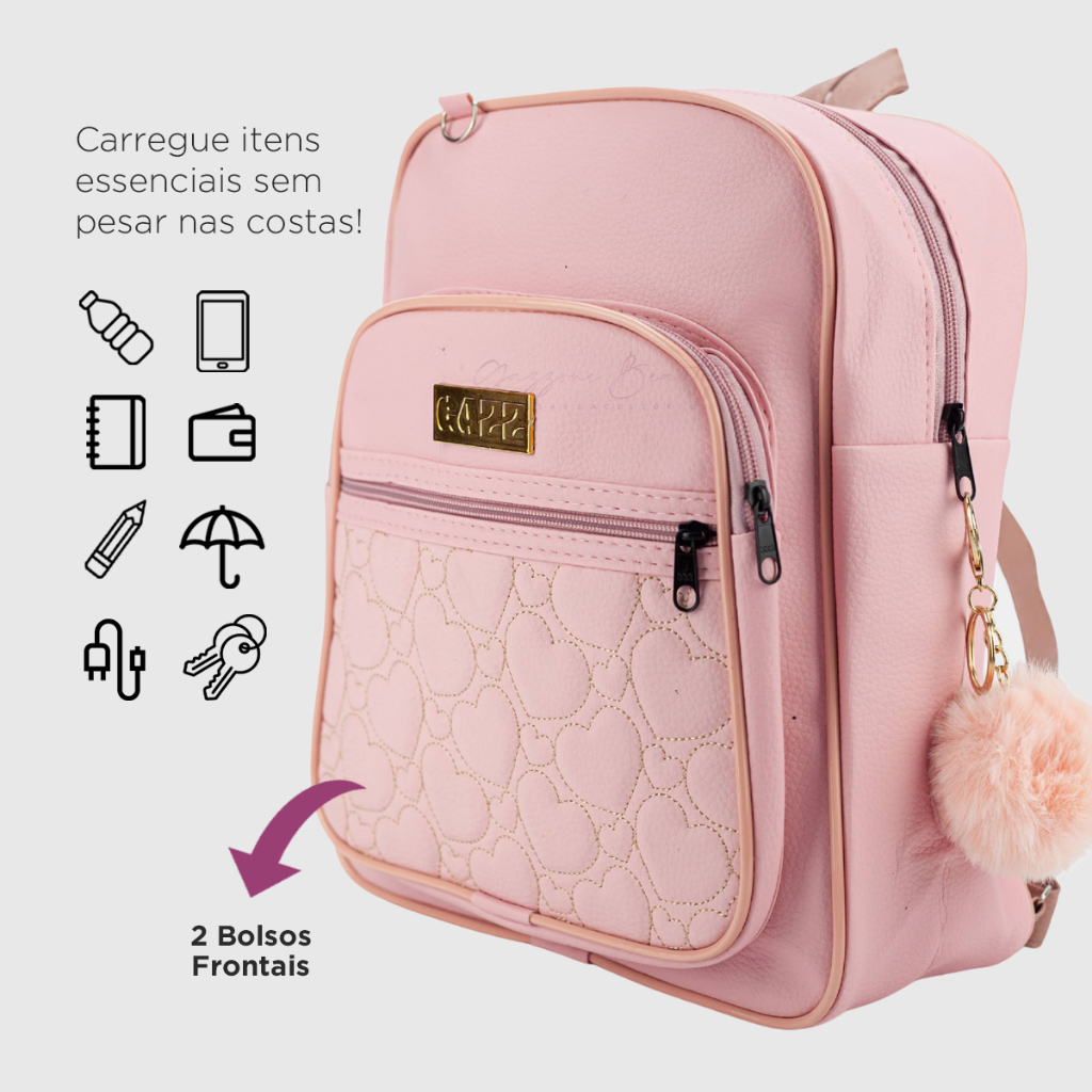 Mochila Mochilinha Bolsa Feminina Pequena Courino Fashion C/ Alça