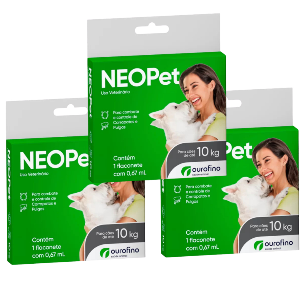Neopet Para Cães Até 10kg Kit com 3 unidades -  Antipulgas e Carrapatos - OuroFino Pet