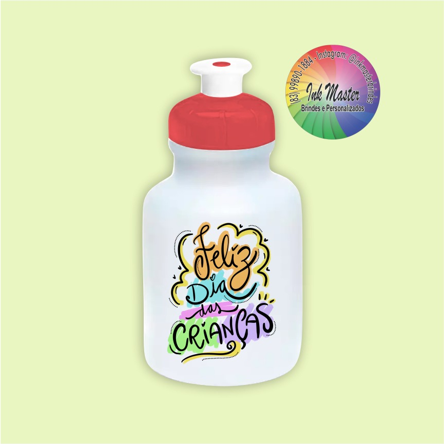 Kit C/20 Squeezes 350 ml Personalizadas, Garrafinhas Personalizados, Dia das Crianças