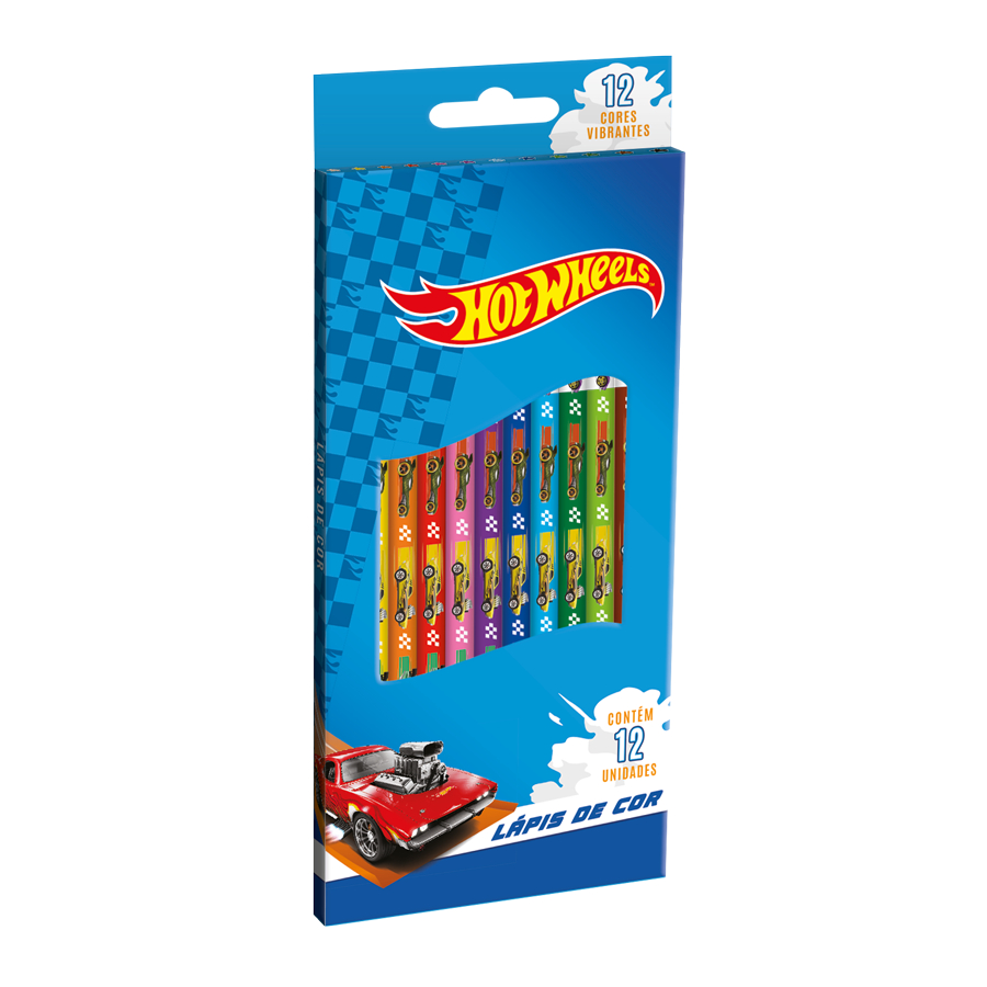 Lápis De Cor Hotwheels 12 Cores Licenciado