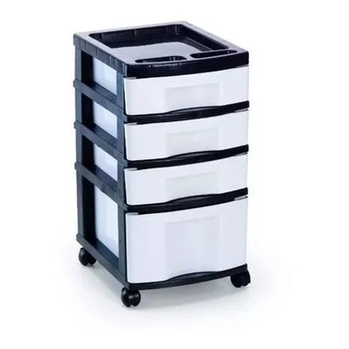 Gaveteiro Plástico Multiuso, organizador Branco 4 Gavetas 3 Pequenas e 1 grande, Cod.571 AGRAPLAST