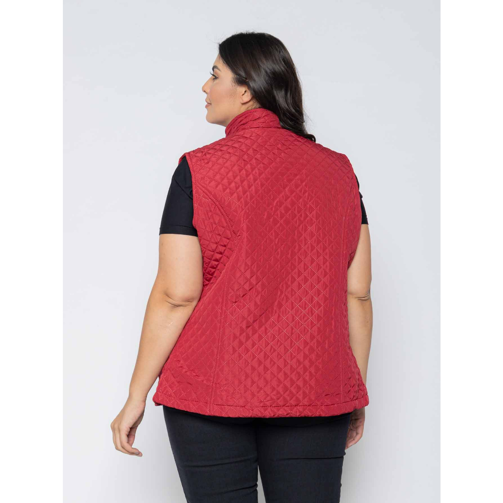 Colete Feminino Plus Size Acolchoado de Nylon Forrado Blogueira Inverno Gola Alta Rodeio — imagem 2 de 2
