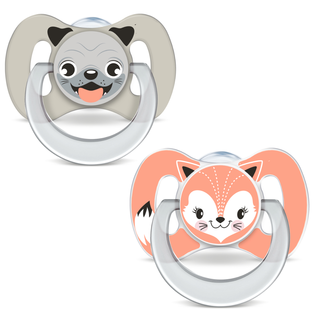 Chupeta Funny Animais Lillo Tamanho 1 (0 a 6 m) Ortodôntica com Bordas Arredondadas e Alça