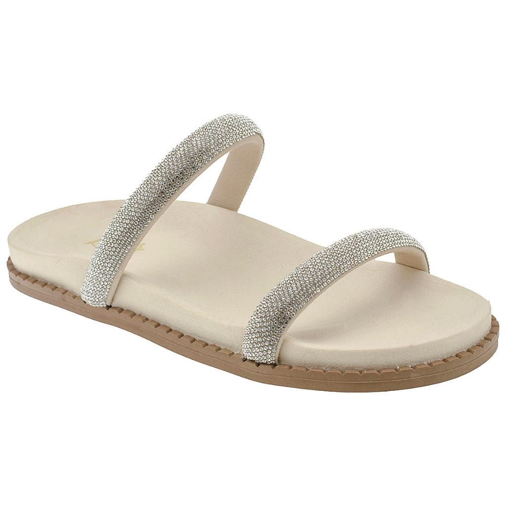 Sandália Feminina Papete Lóris Flat Brilho Strass Original Macia LEVISSÍMA!! 239-001