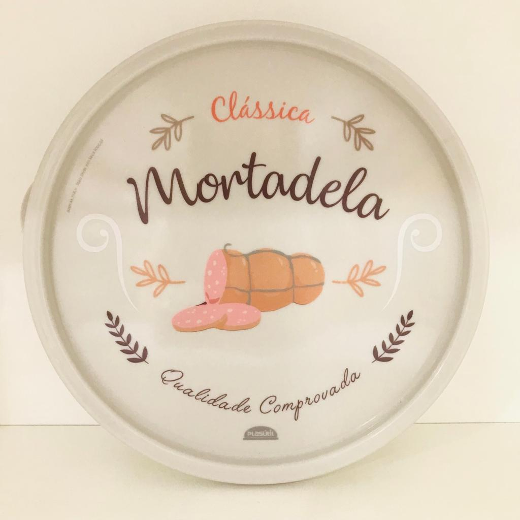 Pote Plástico Redondo Porta Mortadela decorado 750ml- Plasútil
