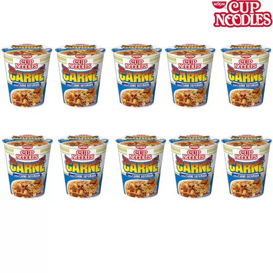 Kit 10 Nissin Lamen Miojo Cup Noodles carne Tradicional atacado mercado lanche miojo