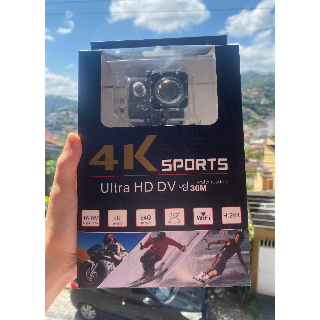 Camera 4k Sport Action Go Cam Pro Wifi A prova Dágua para Carro Moto Bicicleta Vlog Mergulho